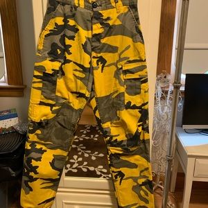 Yellow camo cargo pants